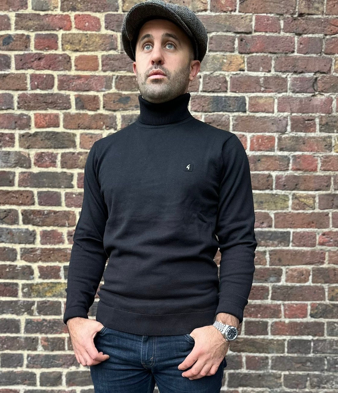 Ricardo Black Plain Roll Neck L/S - Knitted Jumper