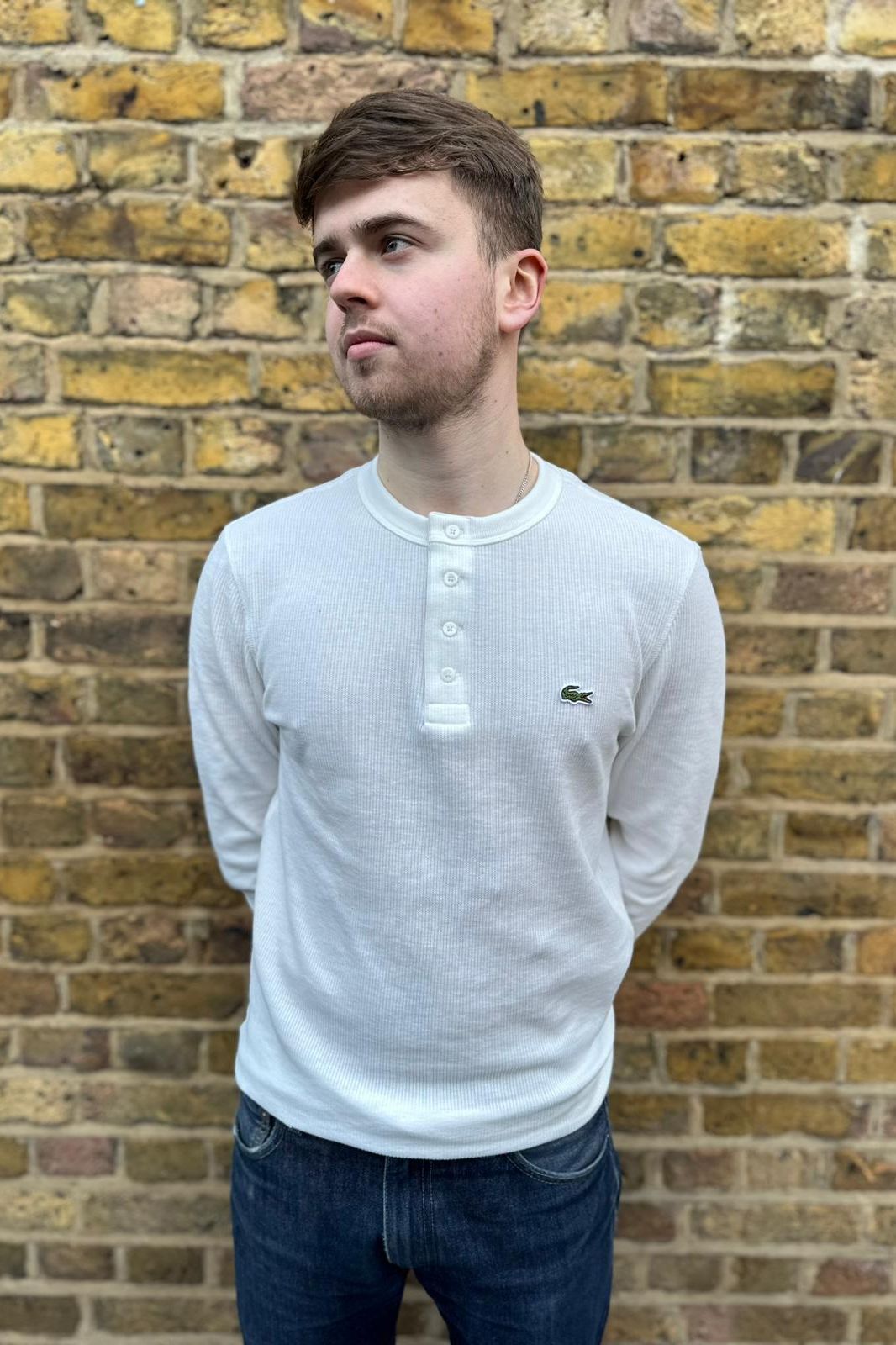 Long Sleeved Waffle White - Knit T-shirt