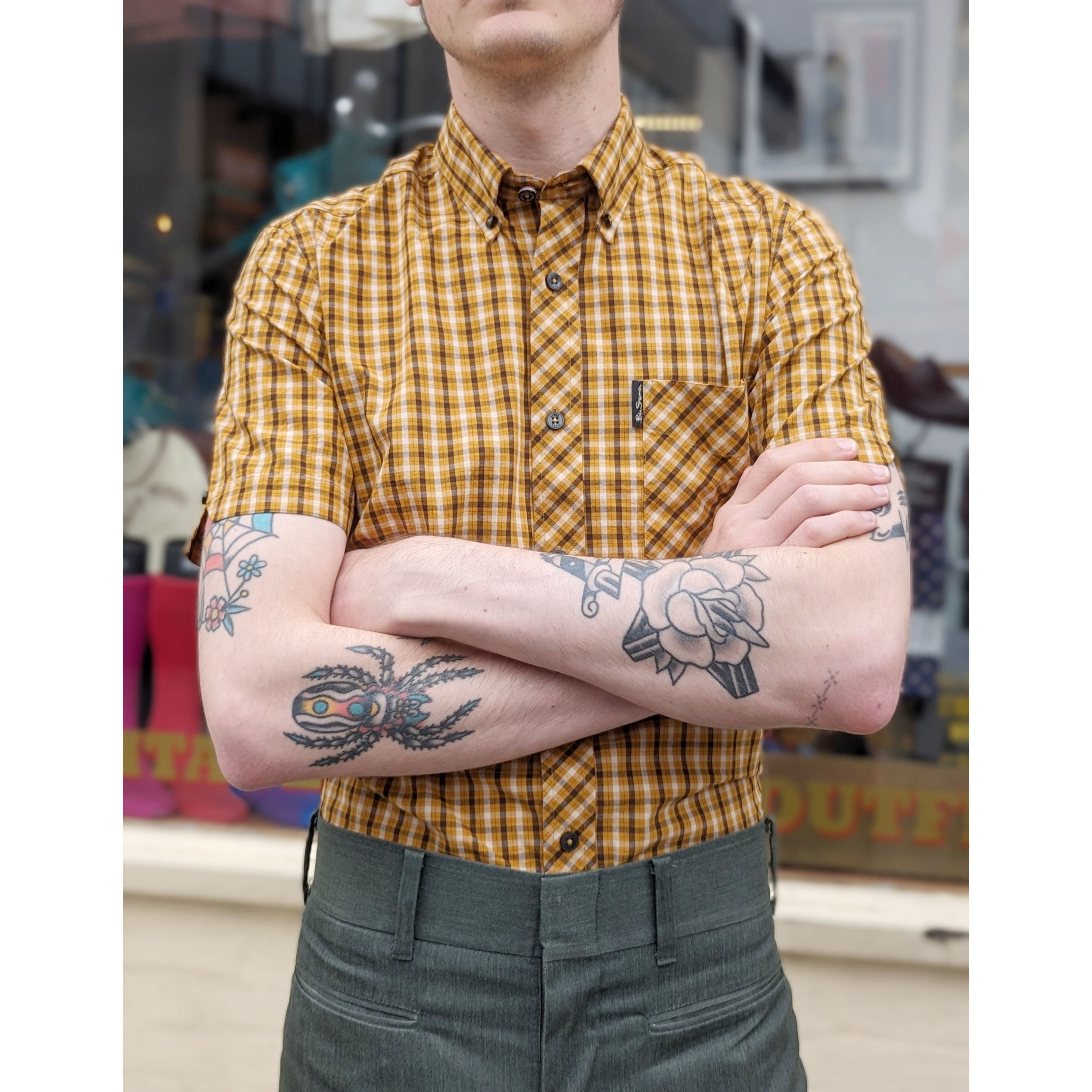 Ben Sherman - Signature House Check Short Sleeve Button Down Mustard - Shirt