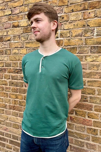 Cotton Pique Ivy Green - Henley
