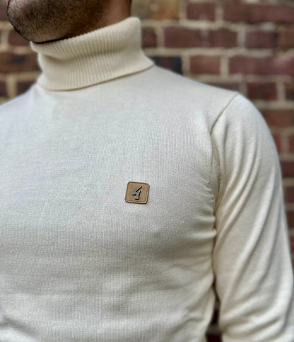 Ricardo Cream Plain Roll Neck L/S - Knitted Jumper