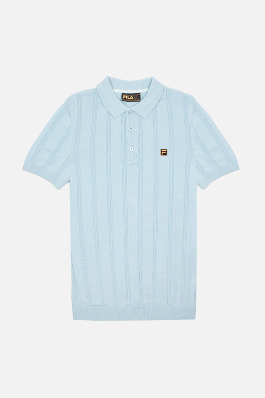 Kennedy Textured Stripe Sky - Polo Knit