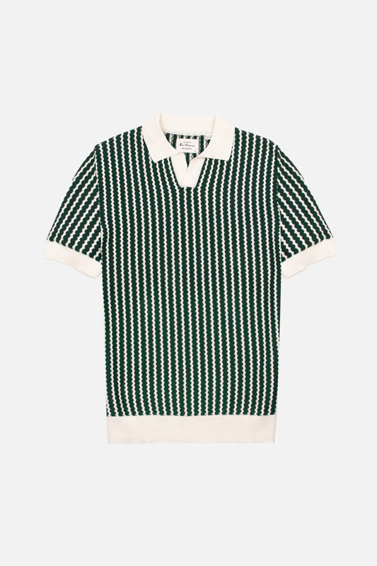 002 Snow White / Forest Vertical Wave - Knit Polo