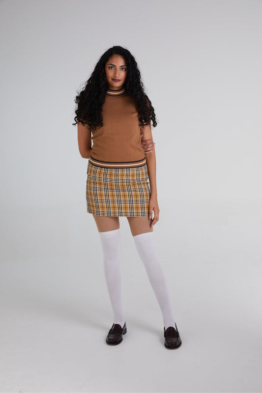 Dorval Camel S/S Knitted - Mock Turtle Neck