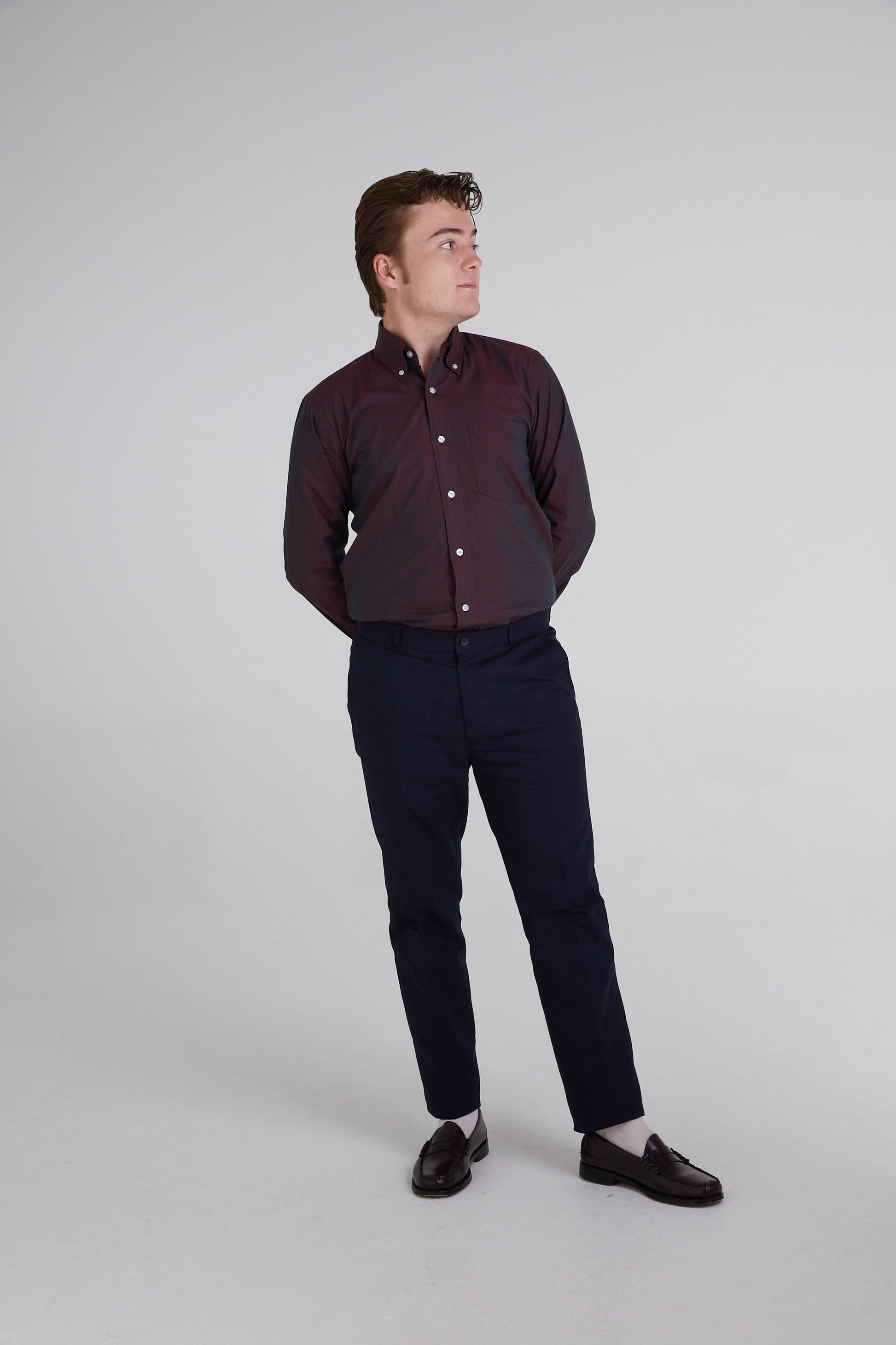 Tonic Burgundy Two Tone L/S - Shirt The Modfather Clothing Company Tonic Burgundy Two Tone L/S - Shirt The Modfather Clothing Company
