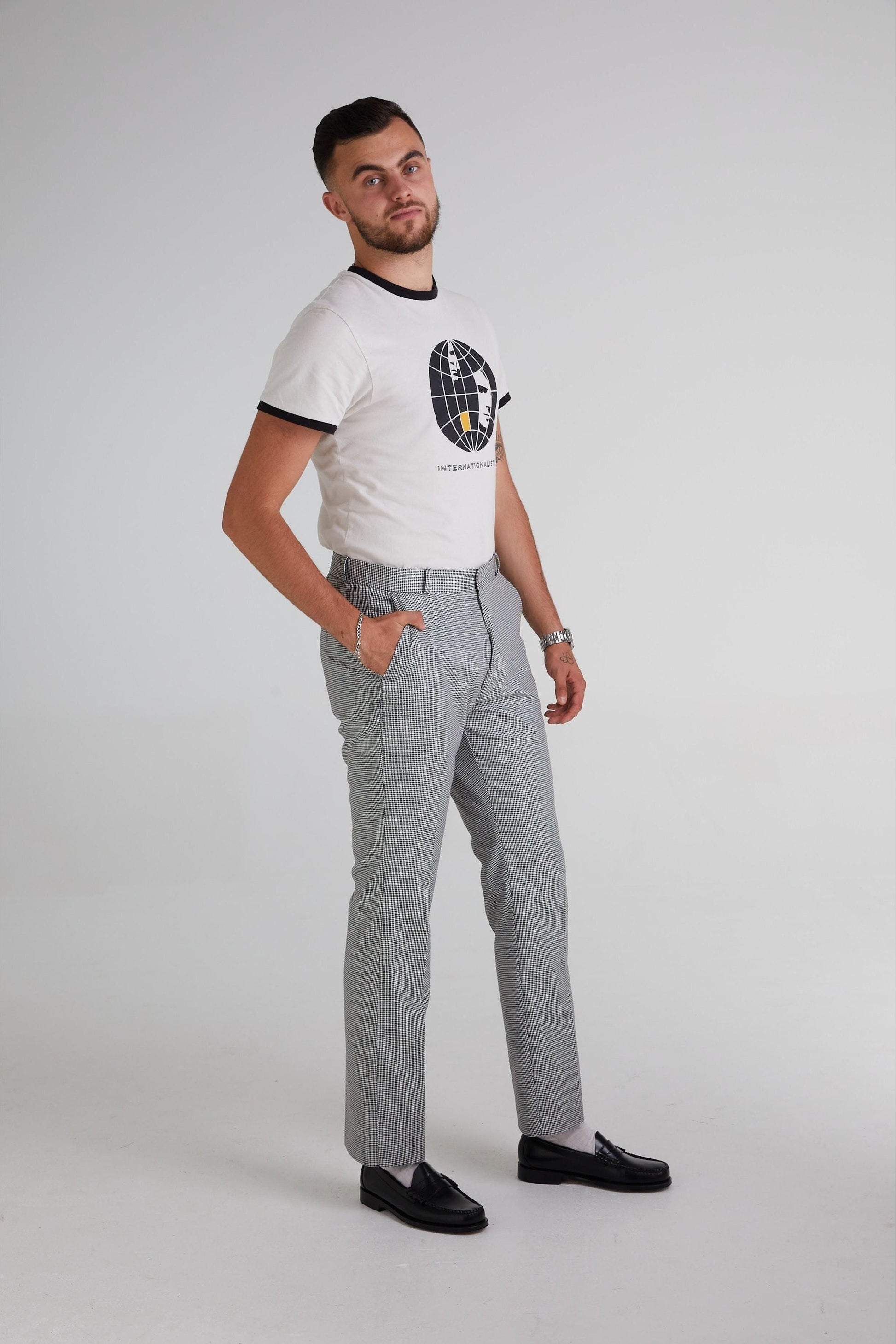 Dogtooth Tall Slim Leg Trousers Sta Press Dogtooth Trousers