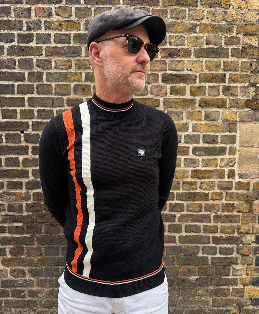 Racing Stripe Black Knitted - Turtle Neck