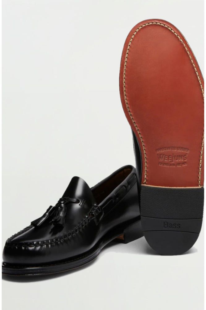 Larkin Leather Sole Moc Black - Tassel Loafer