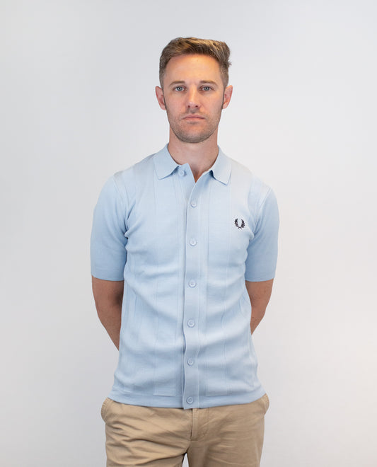 K9727 Light Smoke Knitted Button Through - Shirt