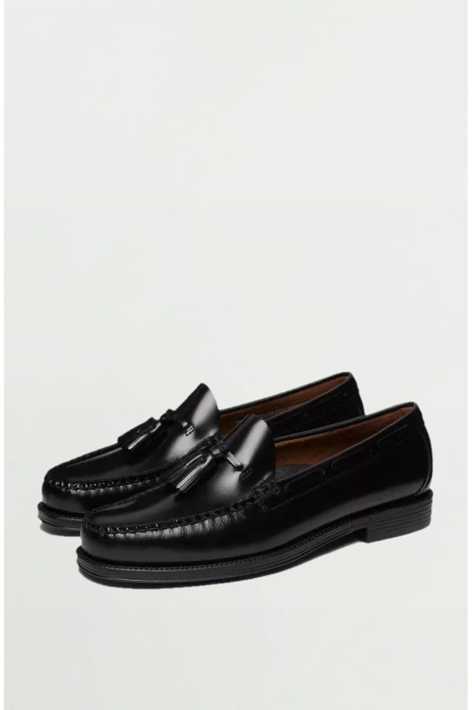 Larkin Leather Sole Moc Black - Tassel Loafer