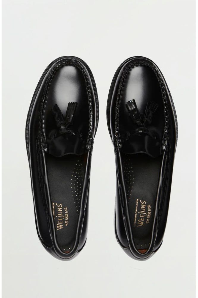 Larkin Leather Sole Moc Black - Tassel Loafer