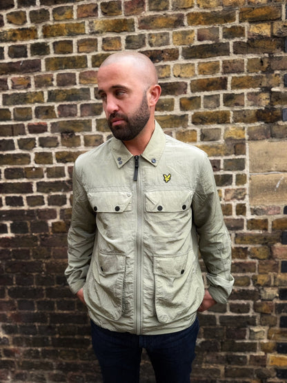 4 pockets zip hrough Overshirt - Smoke Olive
