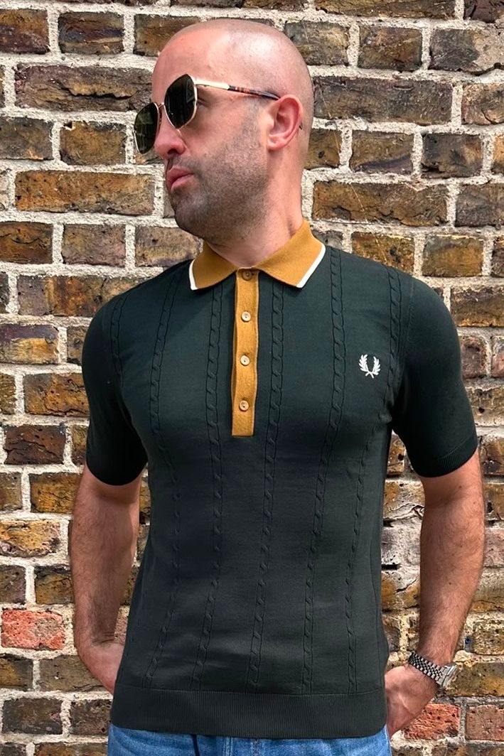 K3312 Cable Knit Night Green - Polo