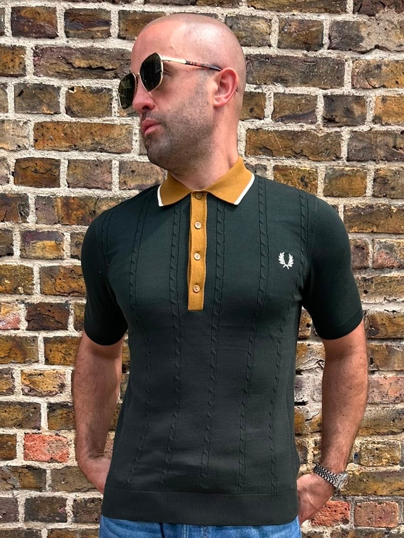 K3312 Cable Knit Night Green - Polo