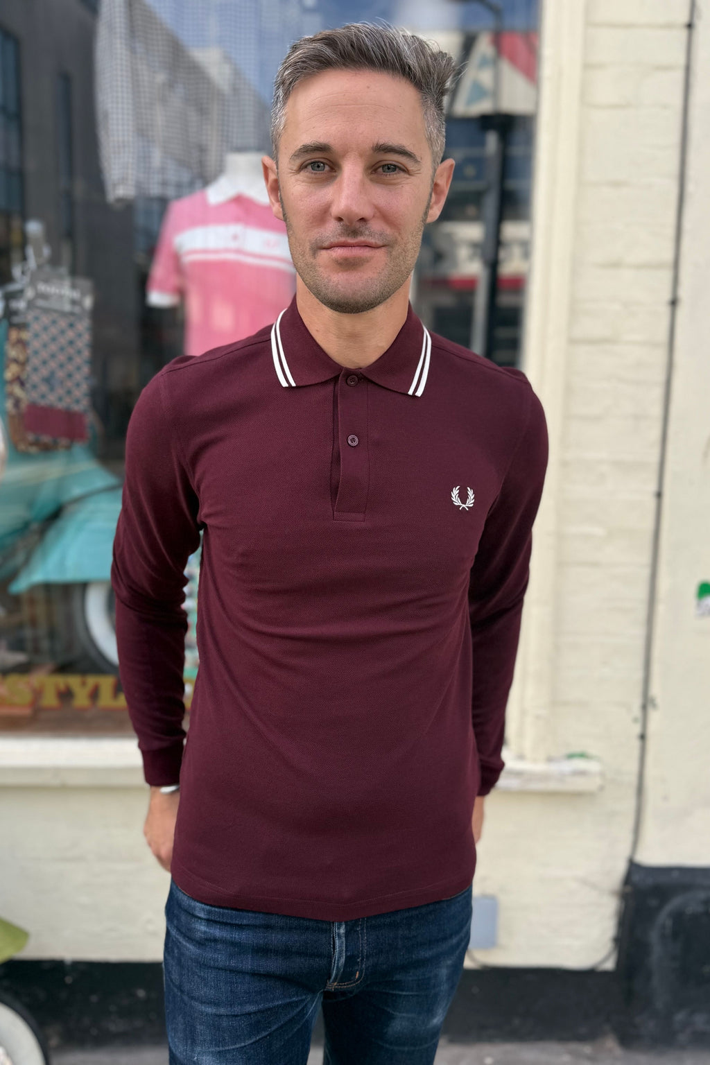 M3636 Oxblood / Ecru / Ecru - L/S Polo