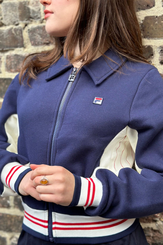 Harper Cropped Navy / Gardenia / Red - Track Top