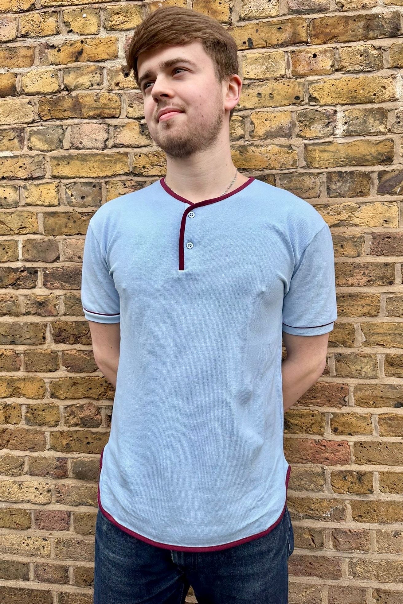 Cotton Pique Sky - Henley