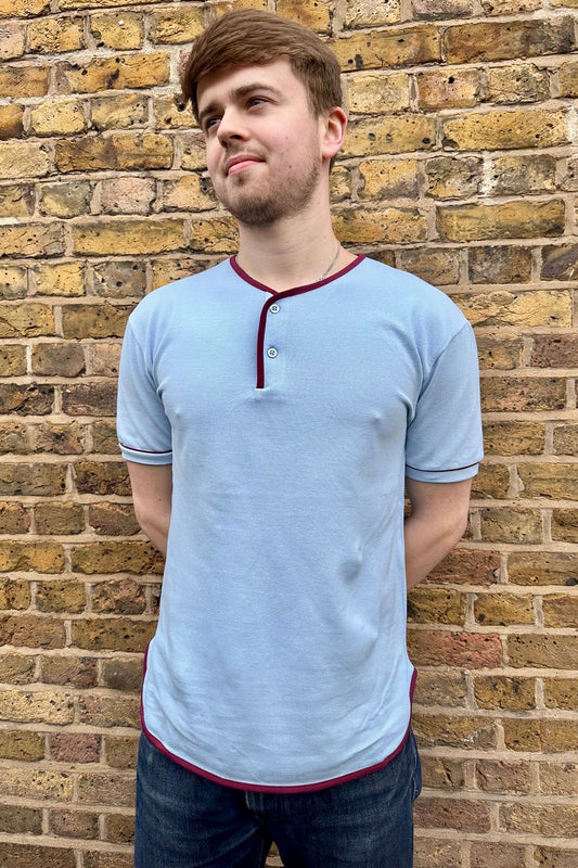 Cotton Pique Sky - Henley