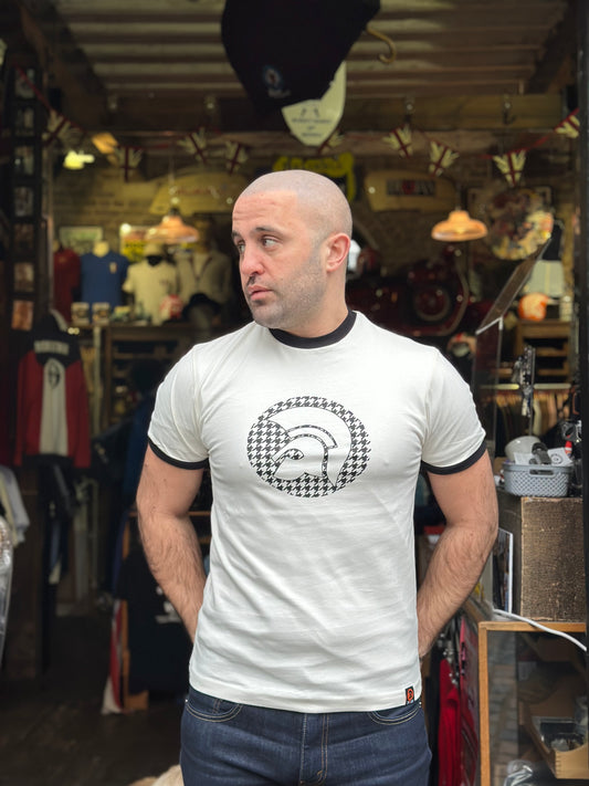 TR/8989 Houndstooth Logo White - T-Shirt