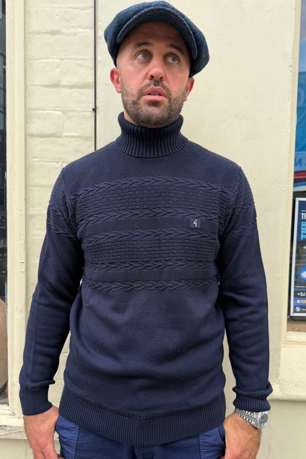 Emilio Navy Roll Neck - Knit