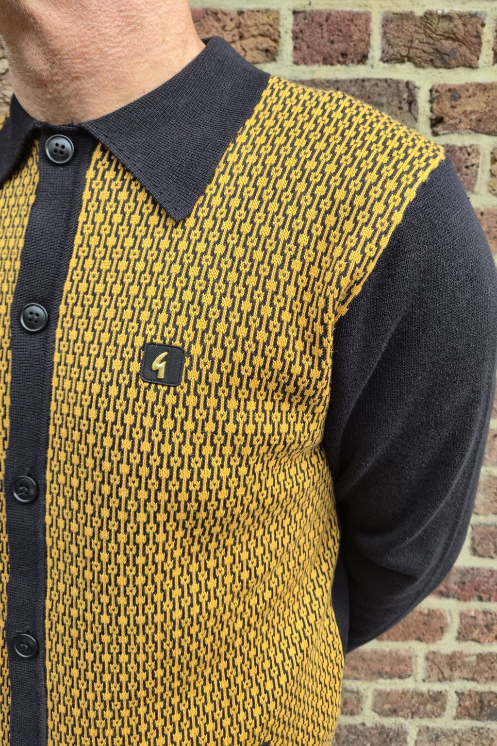 Norman Black Geometric Button Through - Cardi