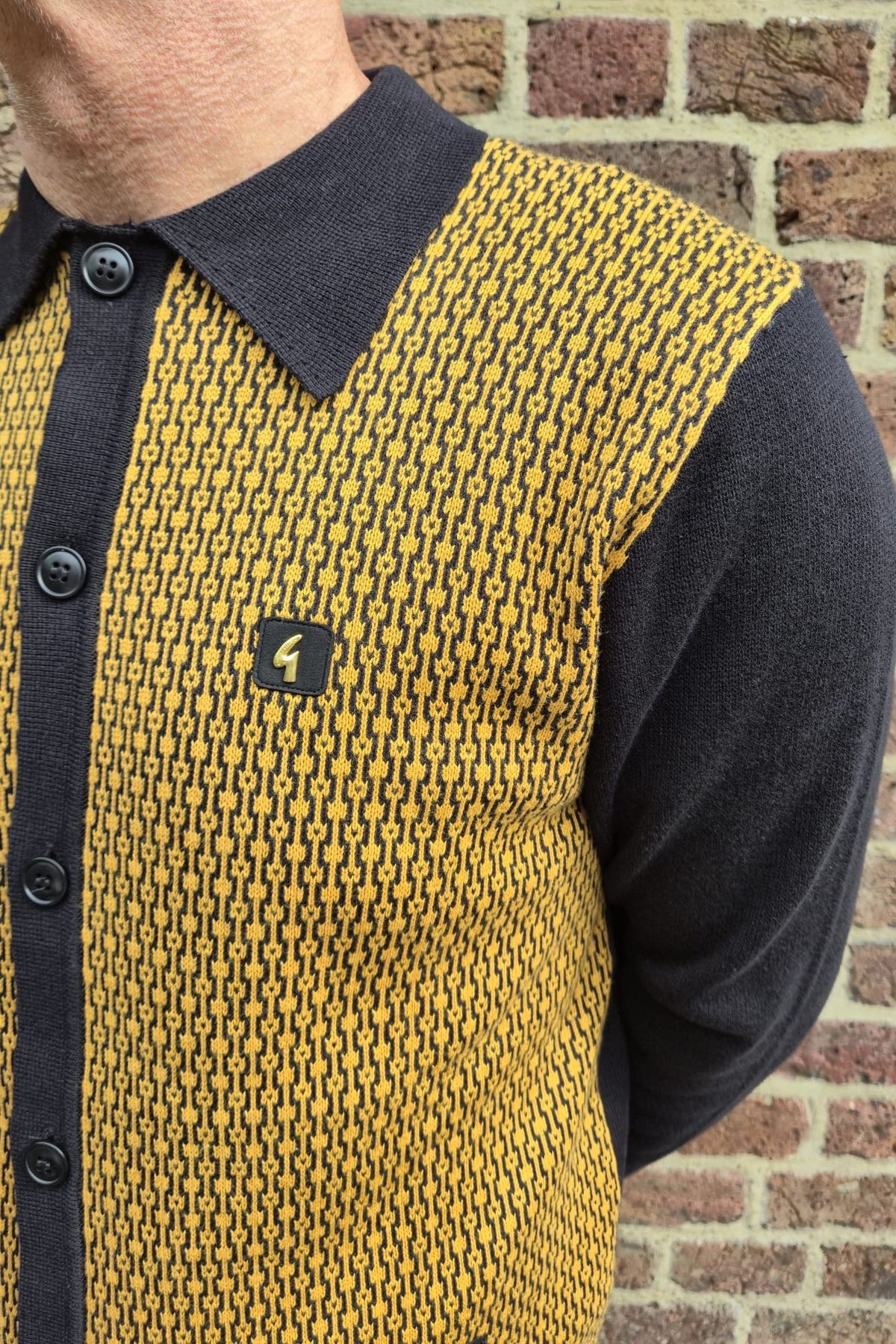 Norman Black Geometric Button Through - Cardi