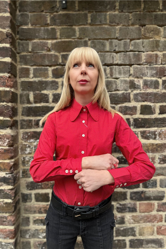 'The Lola' Cherry Red and White Pindot Beagle Collar - Shirt