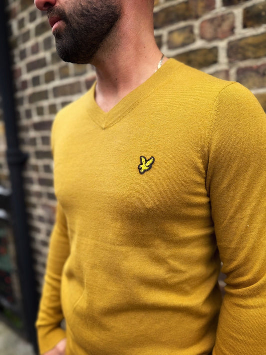 Merino V-Neck Jumper - Bronze