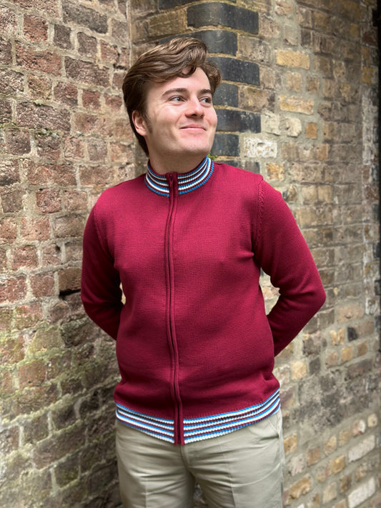Roe Knitted Wine / Navy / White - Cardigan