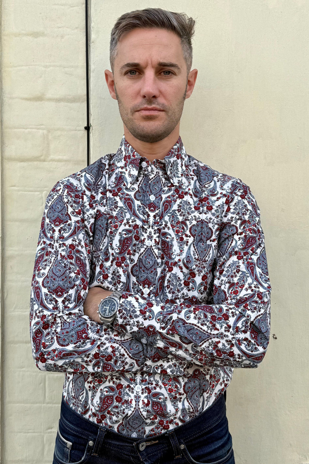 PS28 Old English White & Red Paisley - Shirt