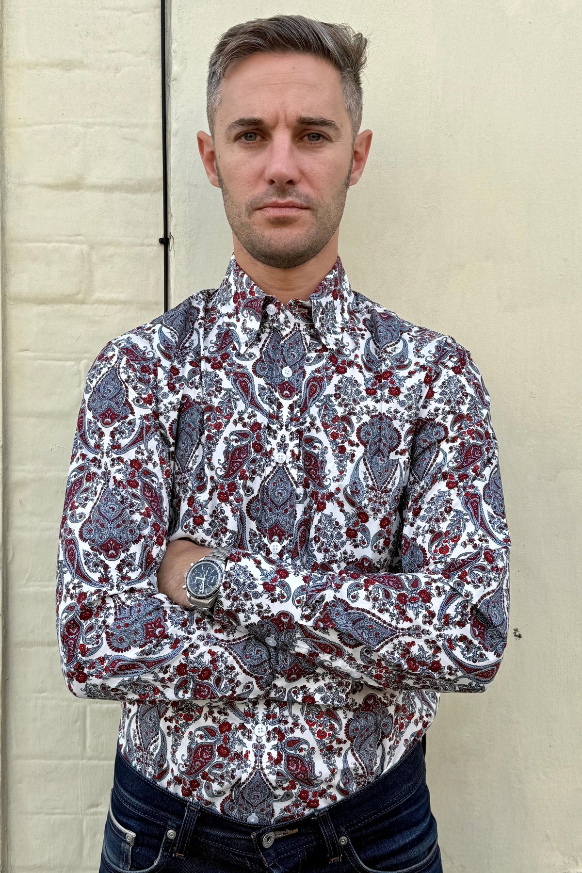 PS28 Old English White & Red Paisley - Shirt