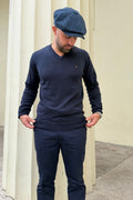 Brandon Navy Vee Neck - Knit