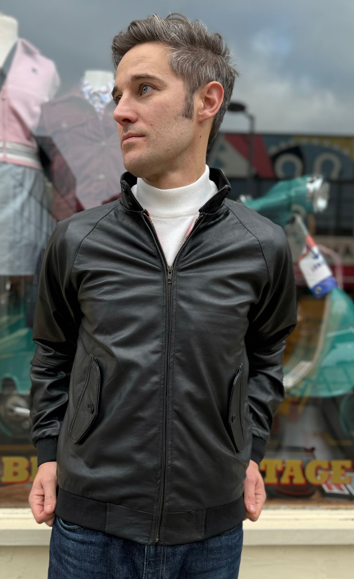 Men’s Leather Classic Black - Harrington Jacket