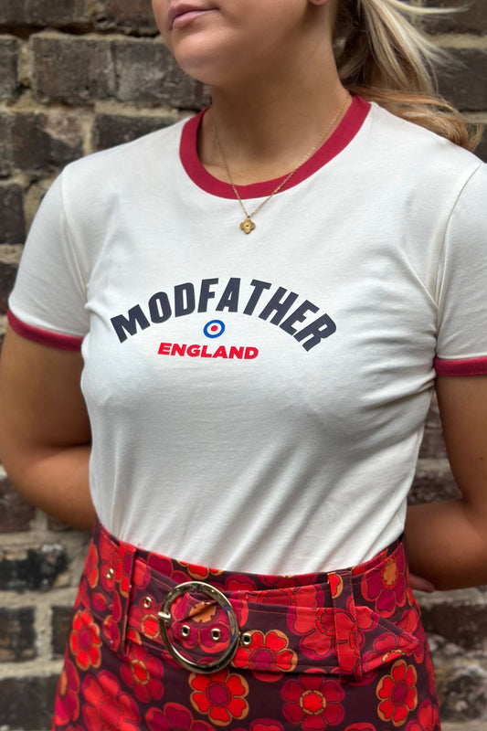 Women's Logo Script Ecru / Red - T-Shirt