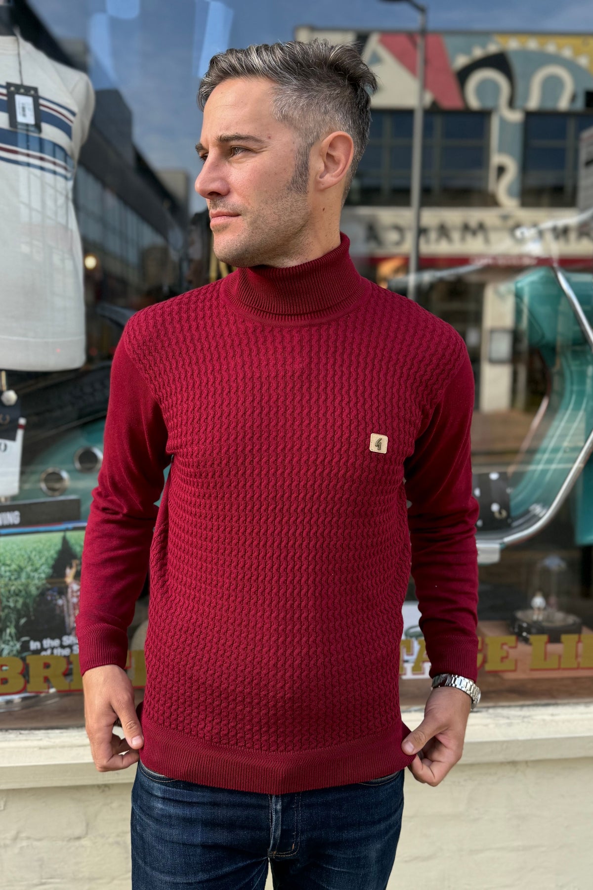 Leonardo Claret Roll Neck - Knit