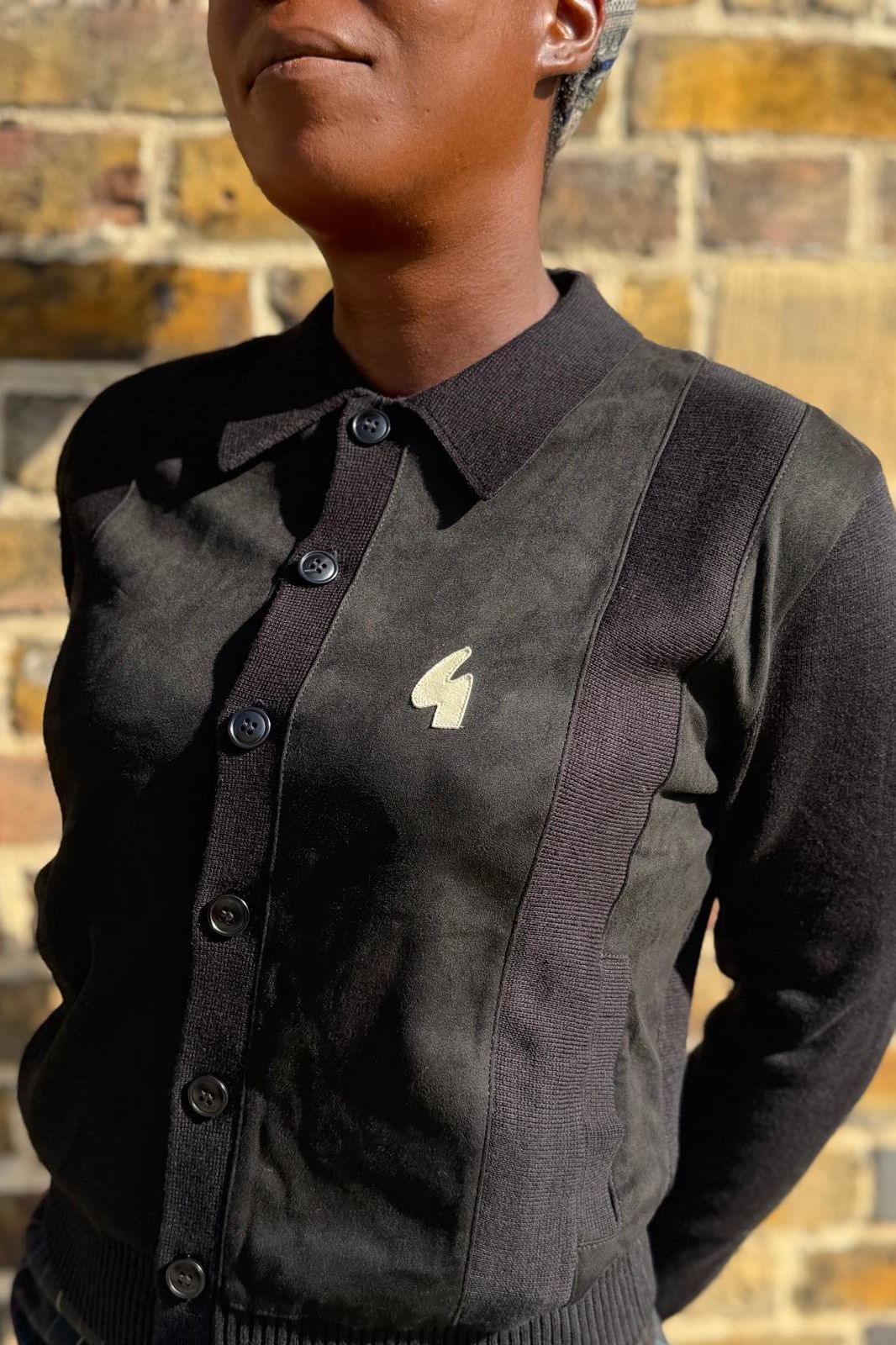 Rita Black Button Through - Cardi