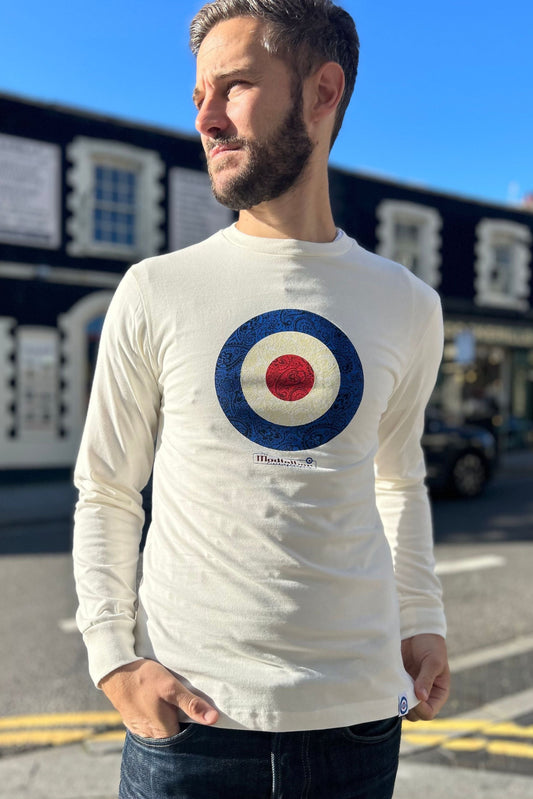 Paisley Target Long Sleeve Ecru MF2227B - T-Shirt