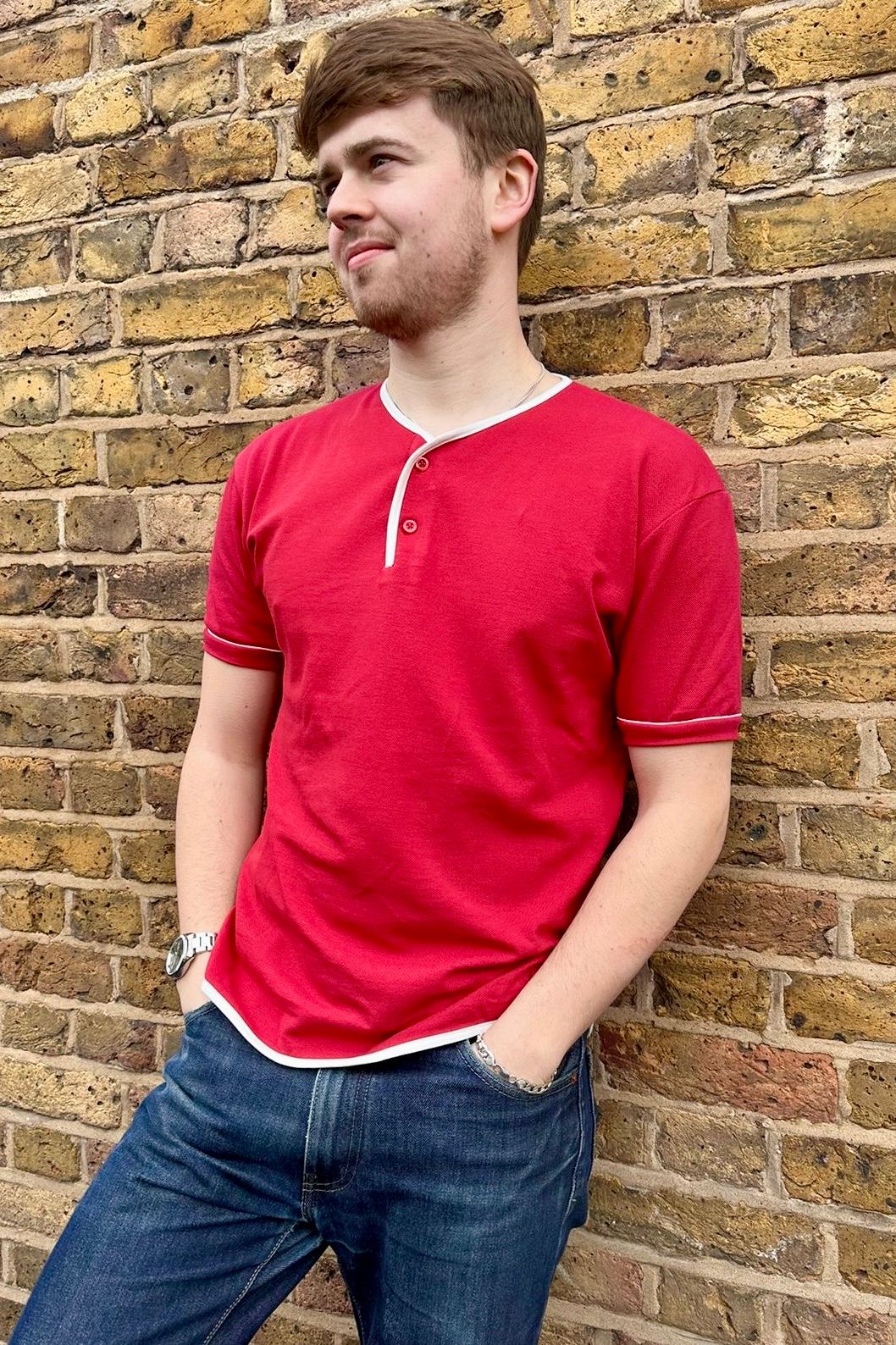 Cotton Pique Cherry - Henley