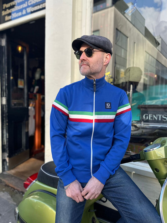 Retro Cobalt Blue Stripe - Track Top