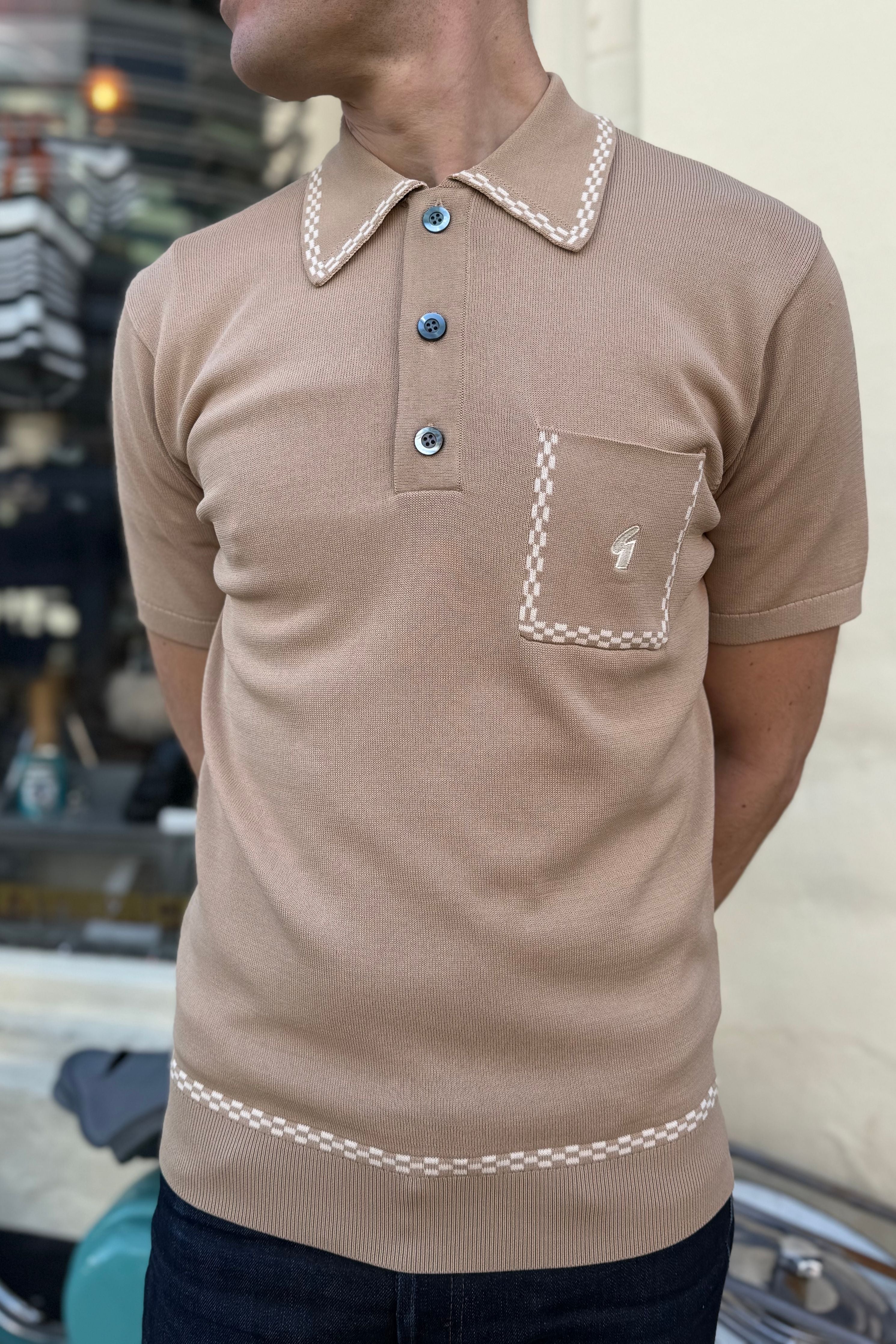 Archive Alexander Sandstone - Polo Knit – The Modfather Clothing