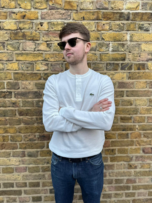 Long Sleeved Waffle White - Knit T-shirt