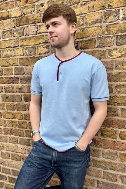 Cotton Pique Sky - Henley