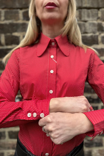 'The Lola' Cherry Red and White Pindot Beagle Collar - Shirt