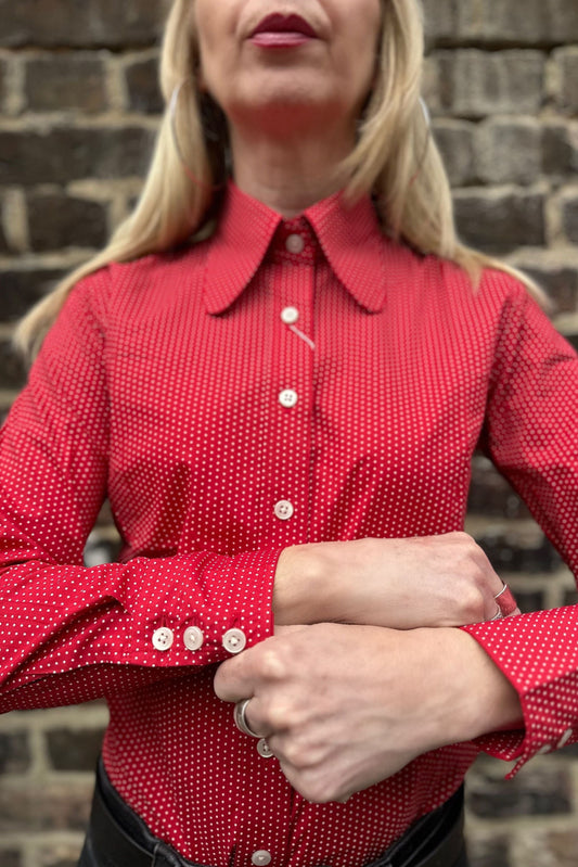 'The Lola' Cherry Red and White Pindot Beagle Collar - Shirt