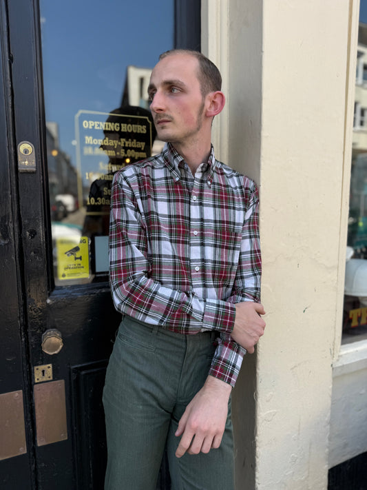 Haywood Madras White/Forest Green/Cherry Red Check - Shirt