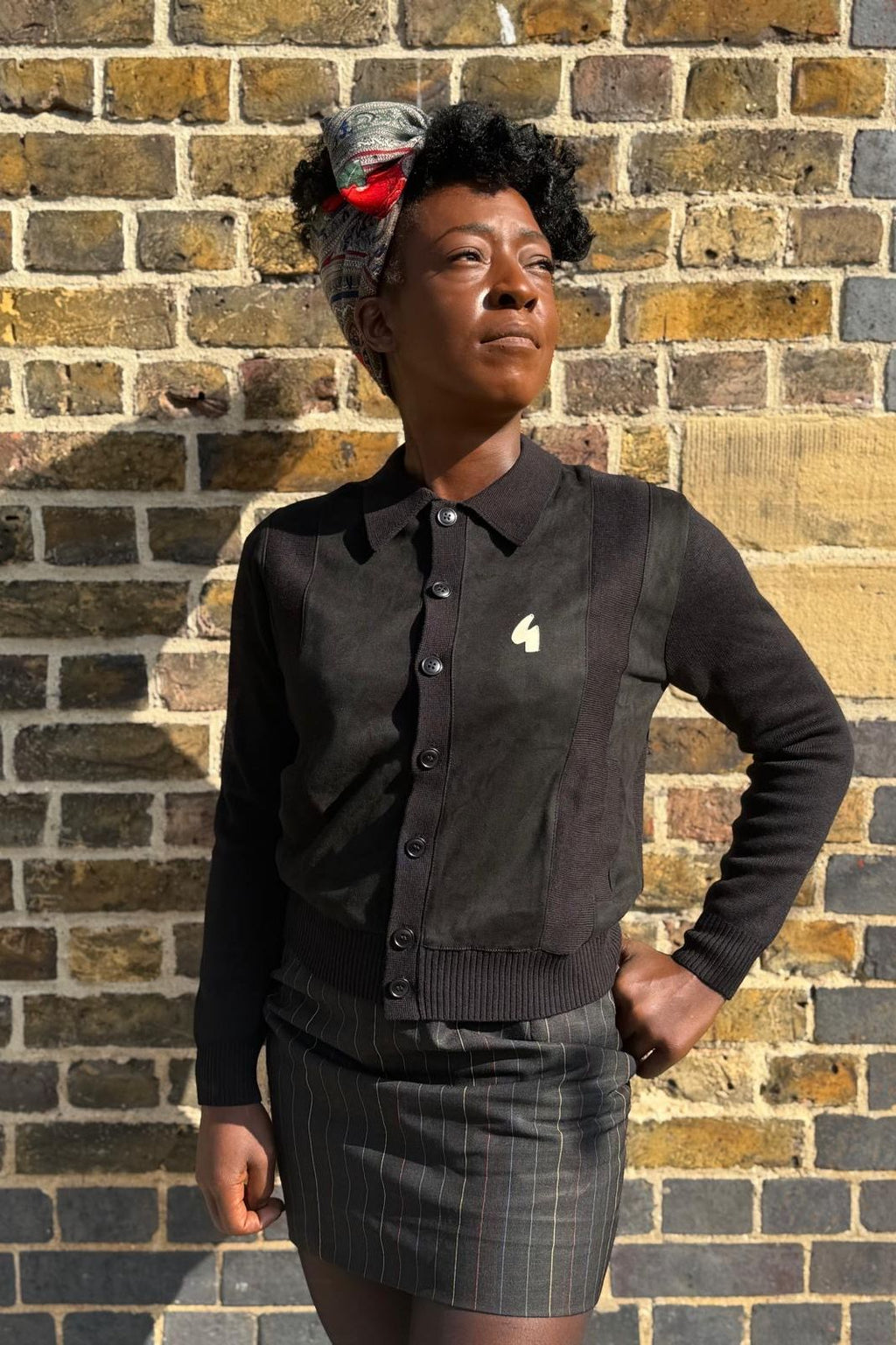 Rita Black Button Through - Cardi