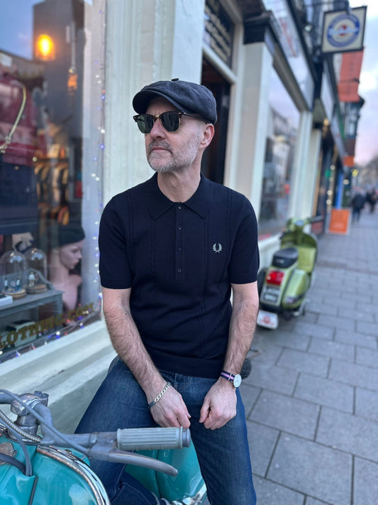 K2308 Cable Navy - Knitted Shirt