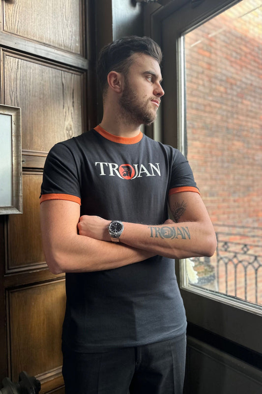 TC/1014 Black & Orange Logo Ringer - T-Shirt