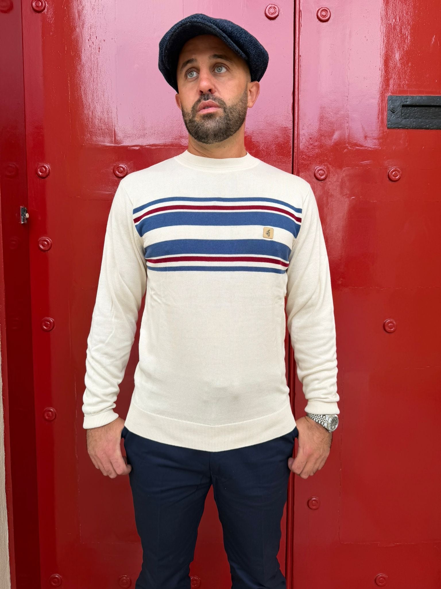 Liam Stripe Cream - Knit
