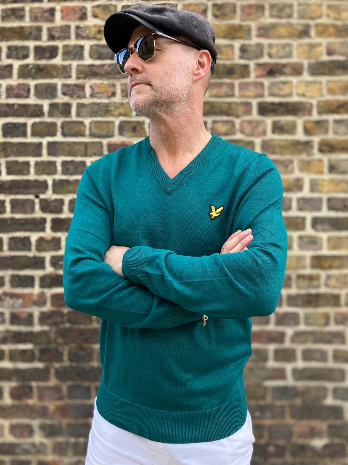 V Neck Green - Knitted Jumper